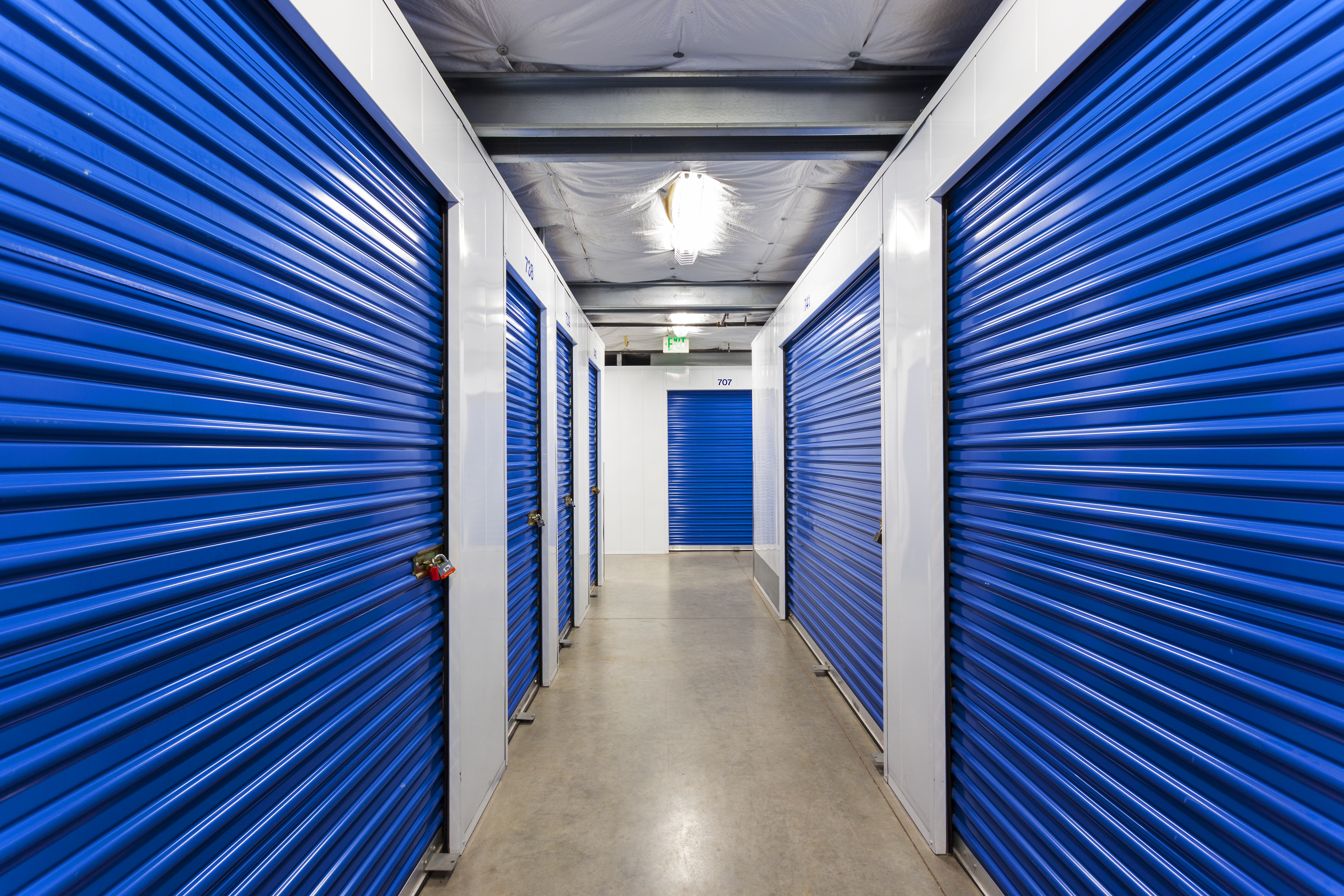 Hallway and roll-up doors-AAA Quality Self Storage - Covina